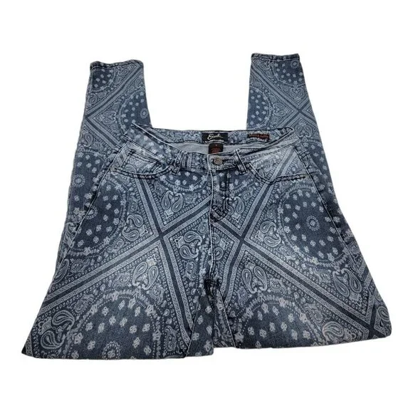 Earl Women’s Blue Paisley Skinny Ankle Jeans Size 6  Retail $54 - Picture 9 of 10